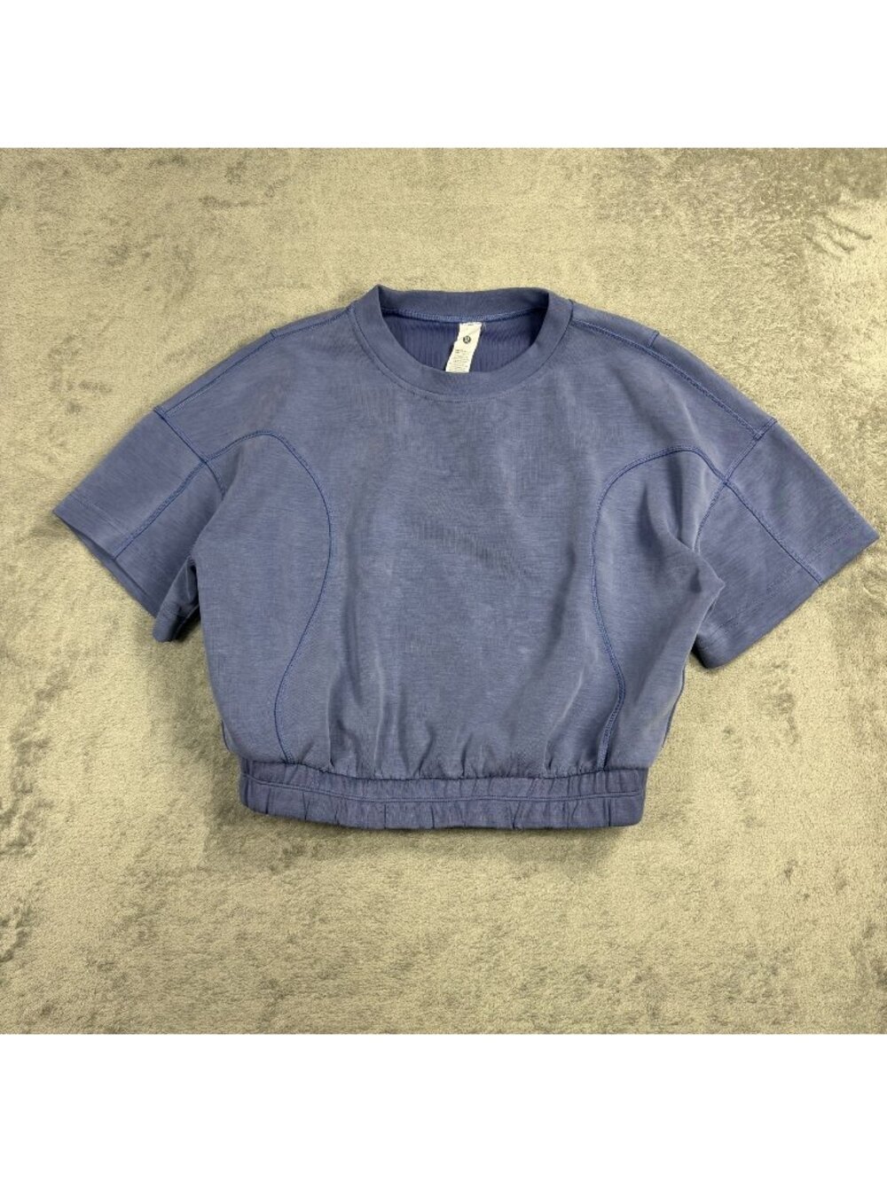 Lululemon Softstreme Gathered T-Shirt Womens 4 Blue Four-Way Stretch Loose Fit